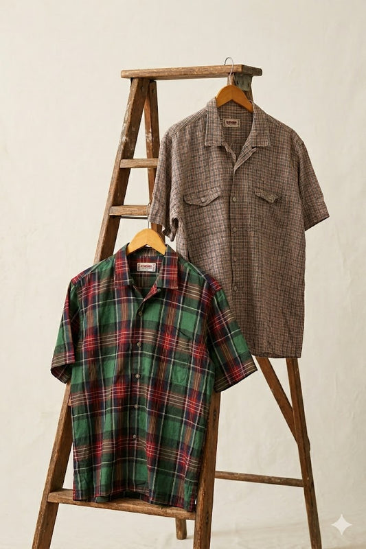 90's McGREGOR Check Open Collar Short Sleeve Shirt x2点