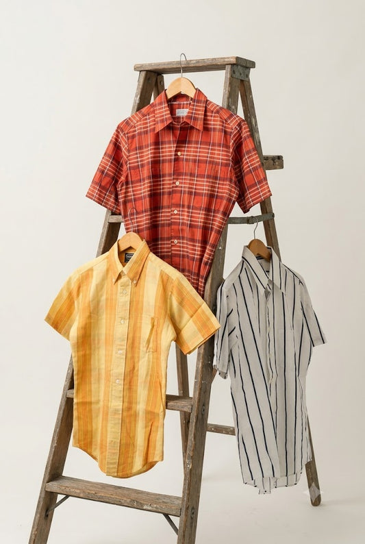 70's Men's Vintage Short Sleeve Shirt x3点