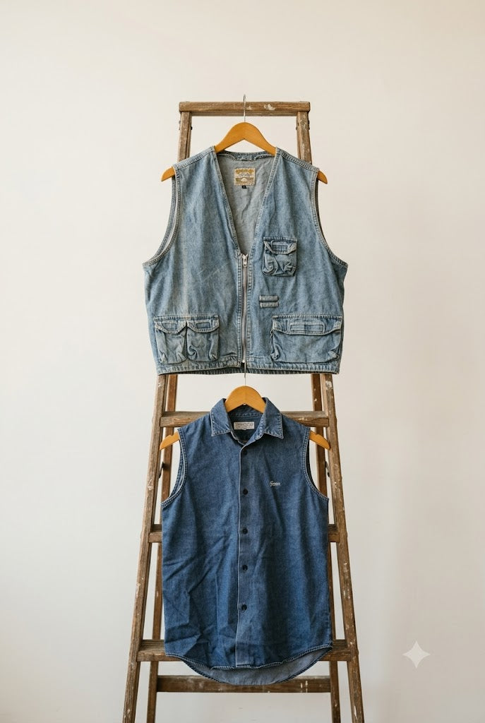 90's Men's Vintage Denim Vest x2点