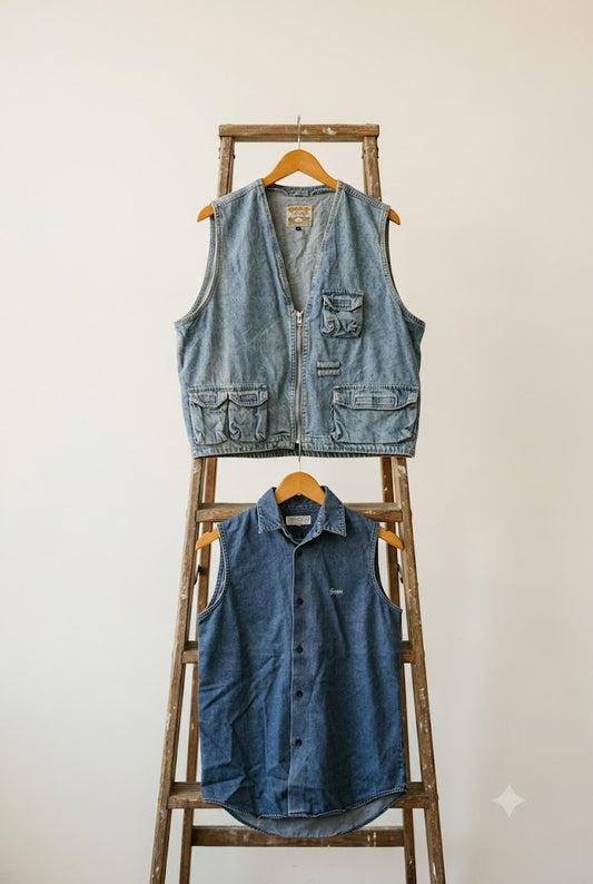 90's Men's Vintage Denim Vest x2点