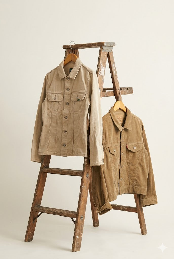 Made In USA & Italy Men's Beige Denim & Corduroy Jacket x2点