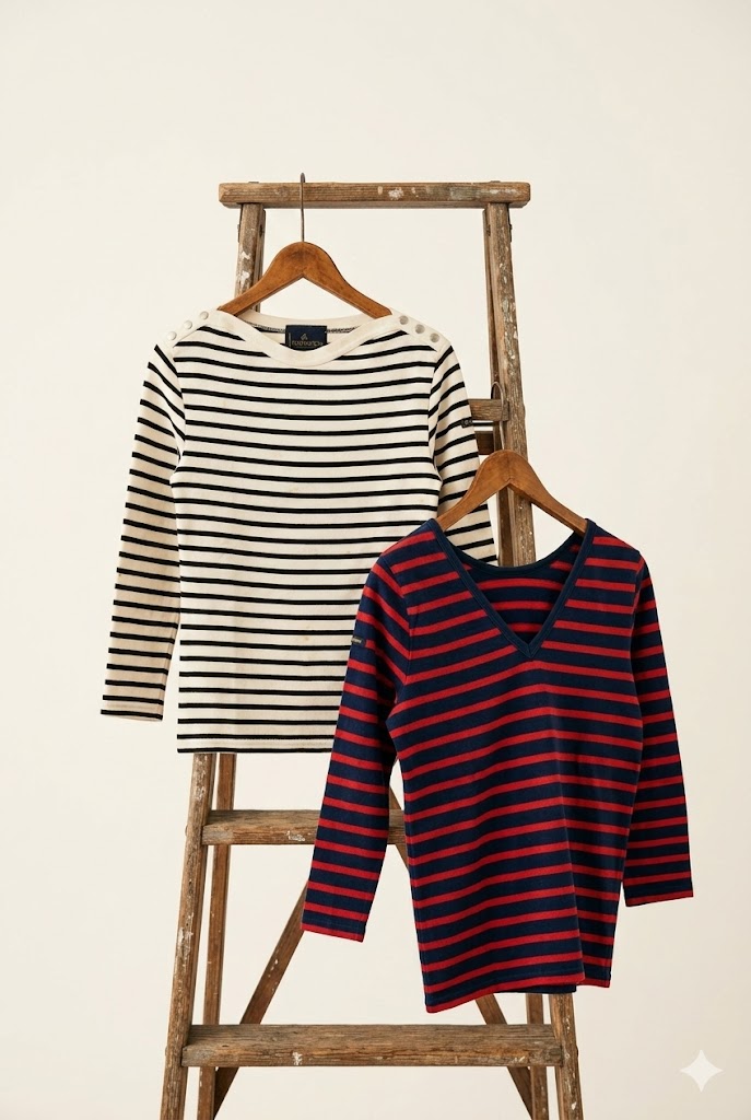 Made In France Le minor Stripe Cut & Sew Top x2点