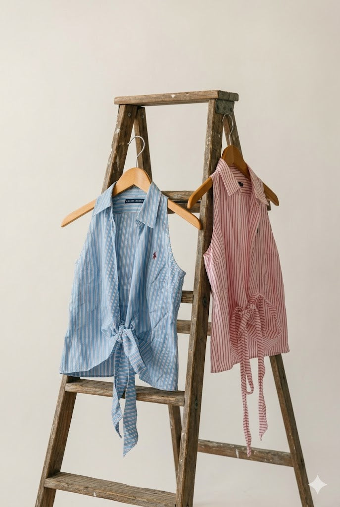 Ralph Lauren No Sleeve Wrap Striped Shirt x2点