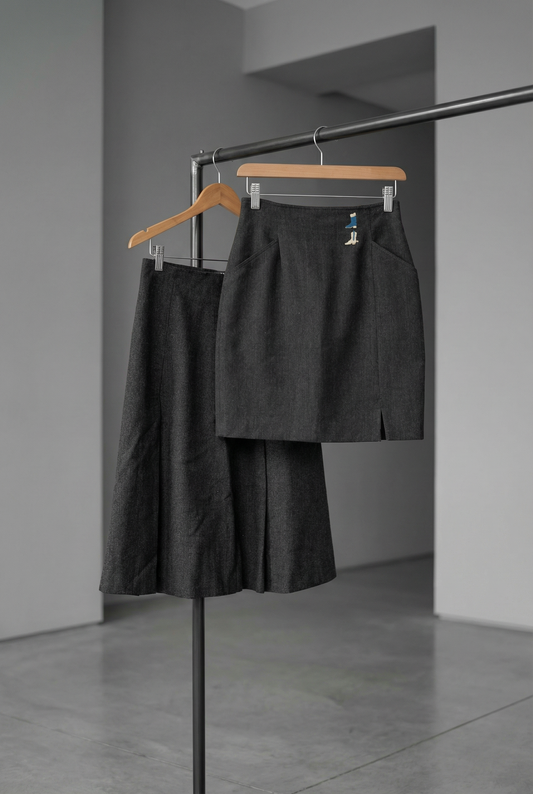 Made In Italy Vintage Gray Wool Skirt x2点