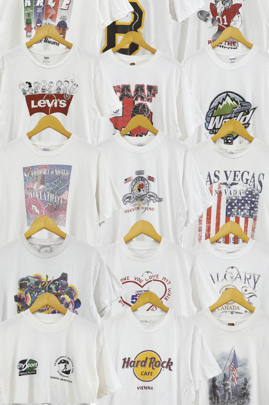 NEW VINTAGE White/Black USA import T-shirt set x10点~100点