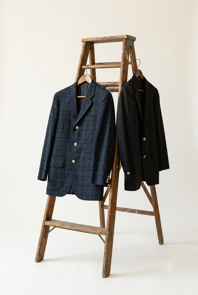 Men's Vintage Gold Button Check Single Tailored Jacket x2点