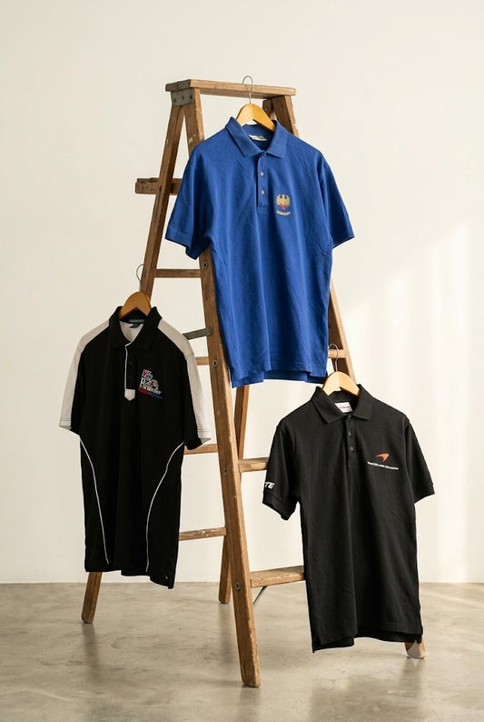 Men's Vintage Embroid Short Sleeve Polo Shirt x4点