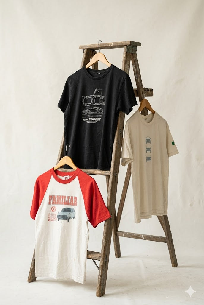 Men's Vintage Car Print T-Shirt x3点