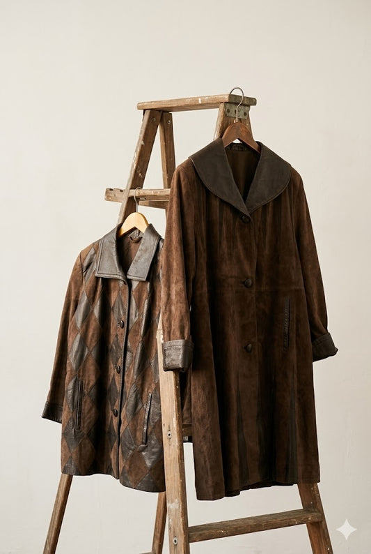 Made In Spain Women's Vintage Suede Patchwork Coat & Jacket x2点