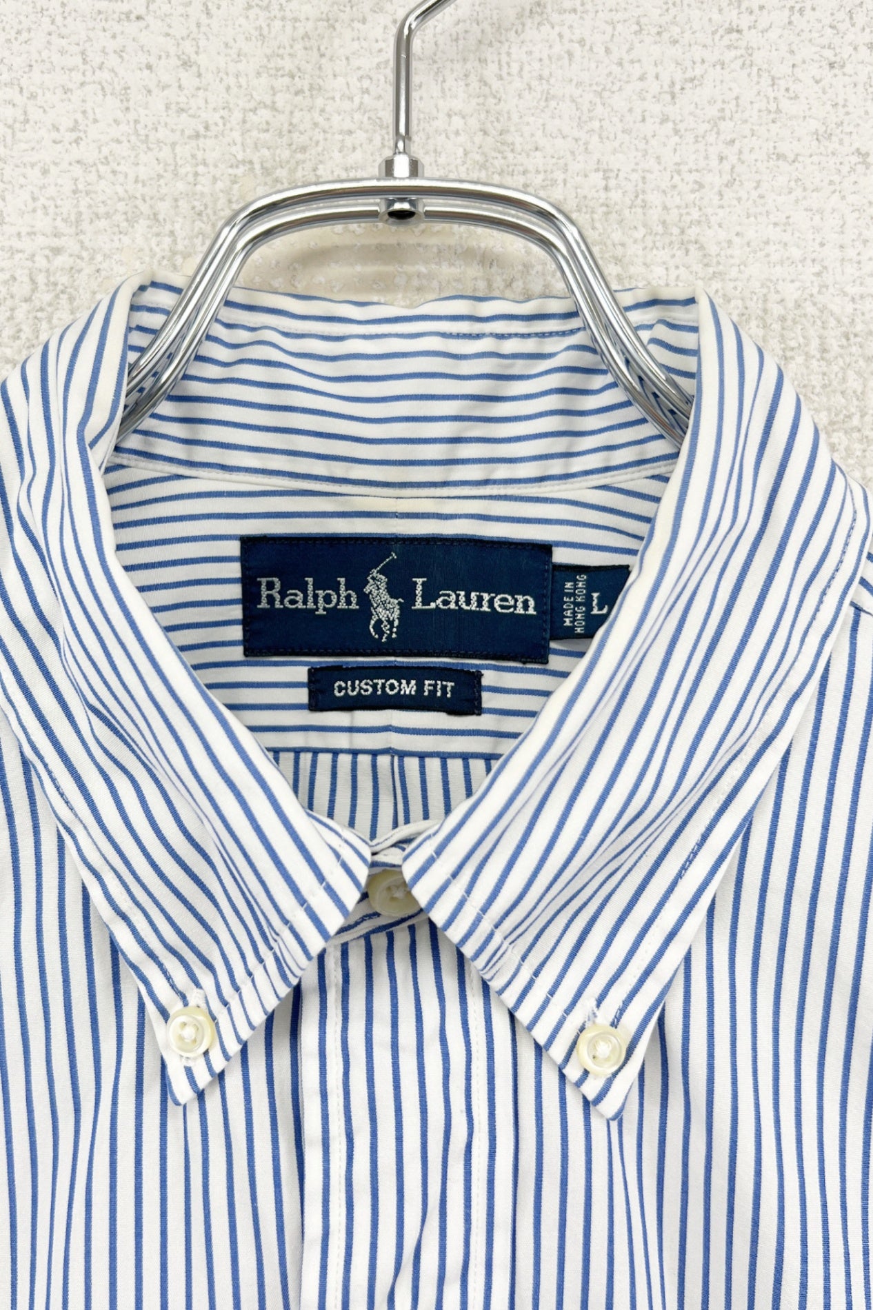 90s Ralph Lauren CUSTOM FIT blue stripe shirt
