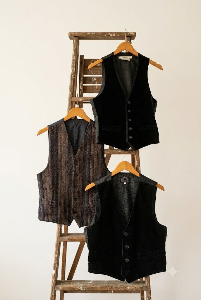 Men's Vintage Mixed Material Vest x5点