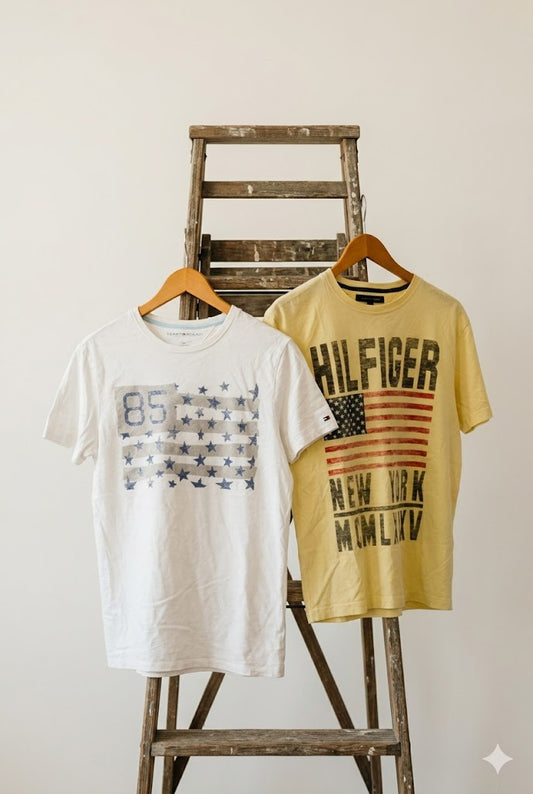 Tommy Hilfiger Y2K Style Flag Print T-Shirt x2点