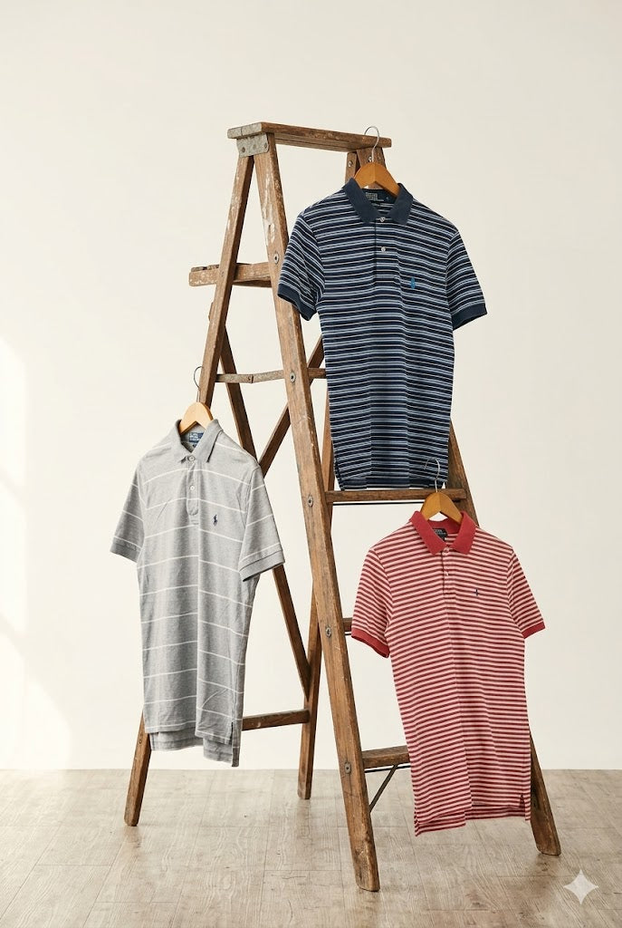 90-00's  Made In Peru Polo Ralph Lauren Stripe Short Sleeve Polo Shirt x3点