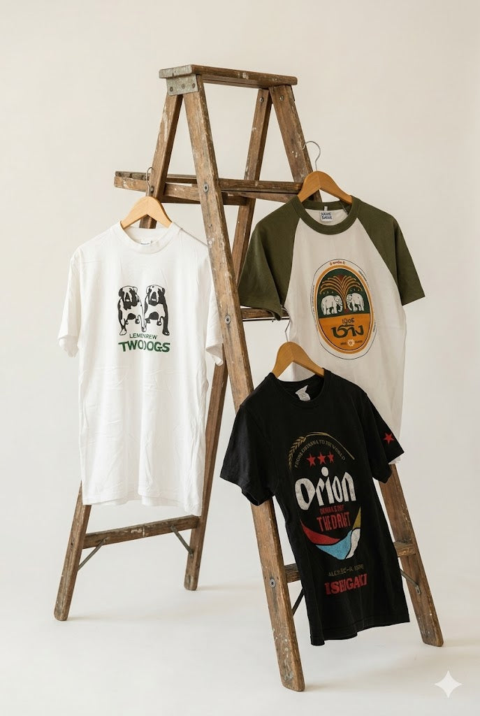 Men's Vintage Liquor Brand Printed T-Shirt x3点