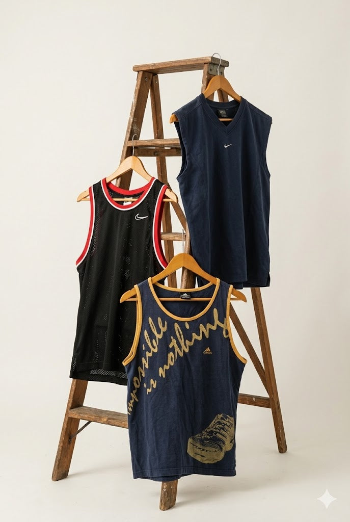 00's adidas & NIKE Y2K Style No Sleeve T-Shirt x3点