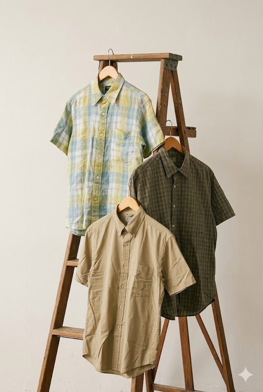 90's J.CREW Check Short Sleeve Shirt x3点