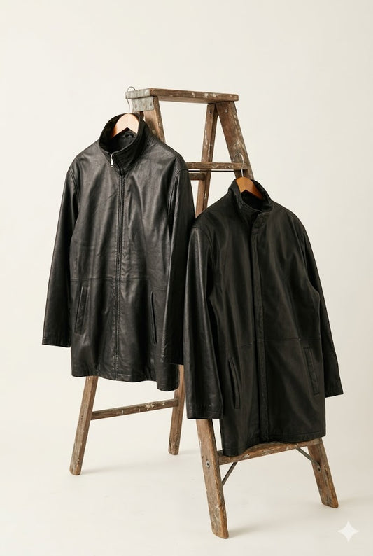 Men's Vintage Stand Collar Leather Jacket x2点