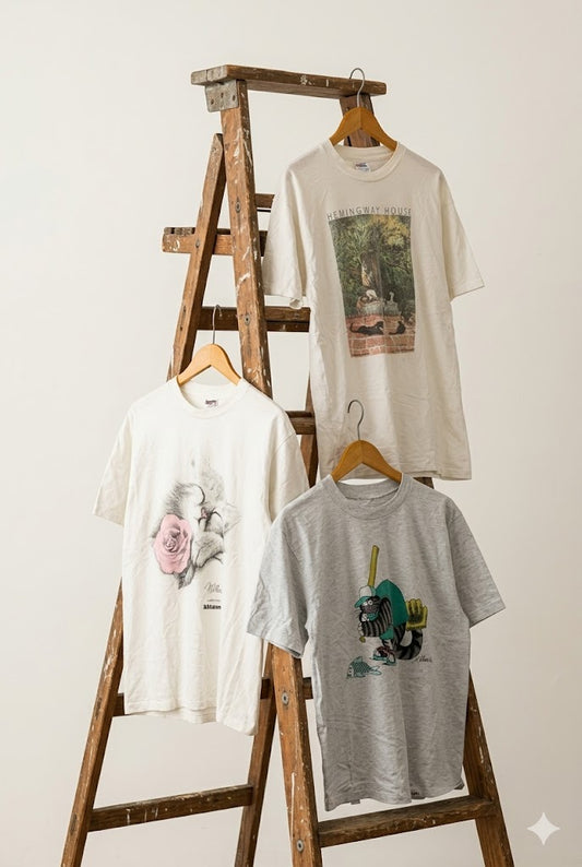 Made In USA Vintage Cat Print T-Shirt x3点