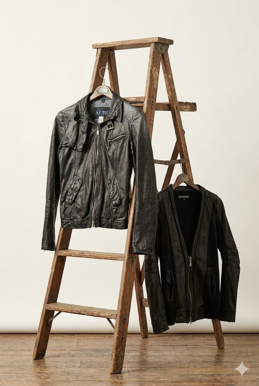 Armani & 5351 POUR LES  Zip Leather Jacket x2点