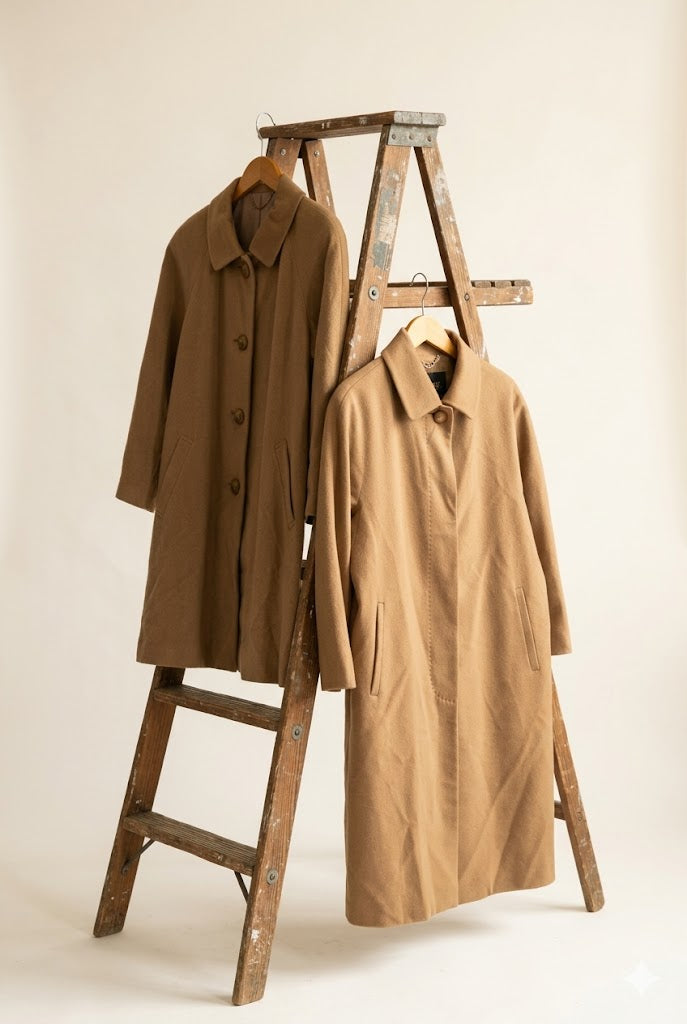 Women's Vintage Cashmere100% Camel Coat x2点