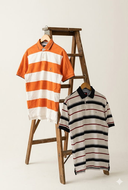 90's Tommy Hilfiger Stripe Short Sleeve Polo Shirt x2点