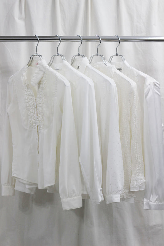 Japan vintage silky long sleeve white blouse x10 