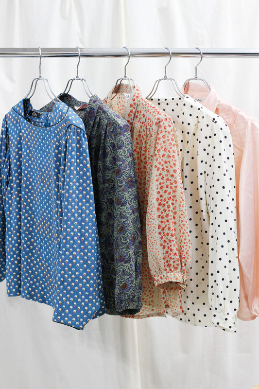 Japan vintage silky long sleeve blouse x10 