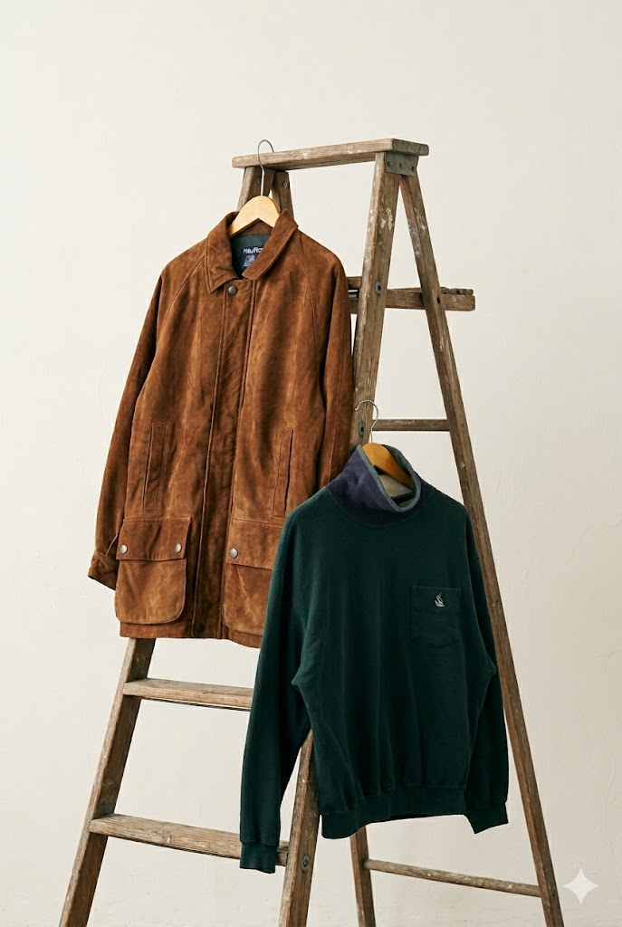 90’s Vintage Nautica Suede Jacket&Sweatshirt x2点
