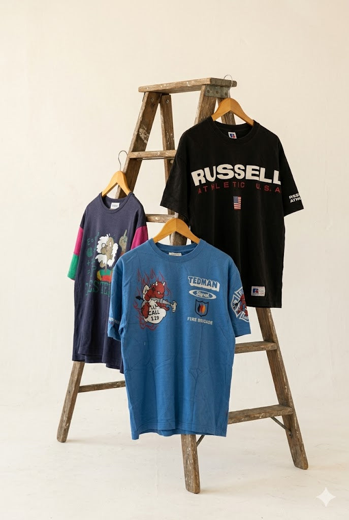 00's Import Vintage Print T-Shirt x3点