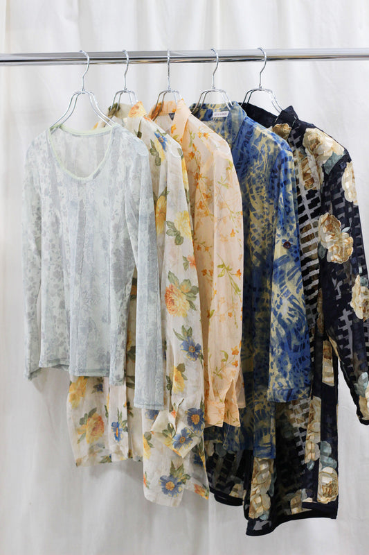 Japan vintage silky sheer blouse x10 