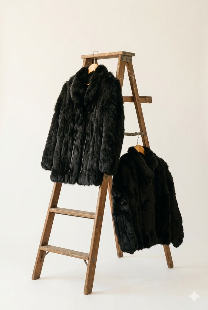 Women's Vintage Black Fur Jacket x2点