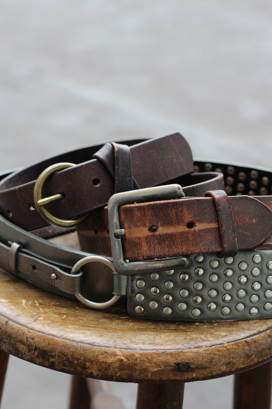 Men's Brand & Vintage Leather Belt x3点