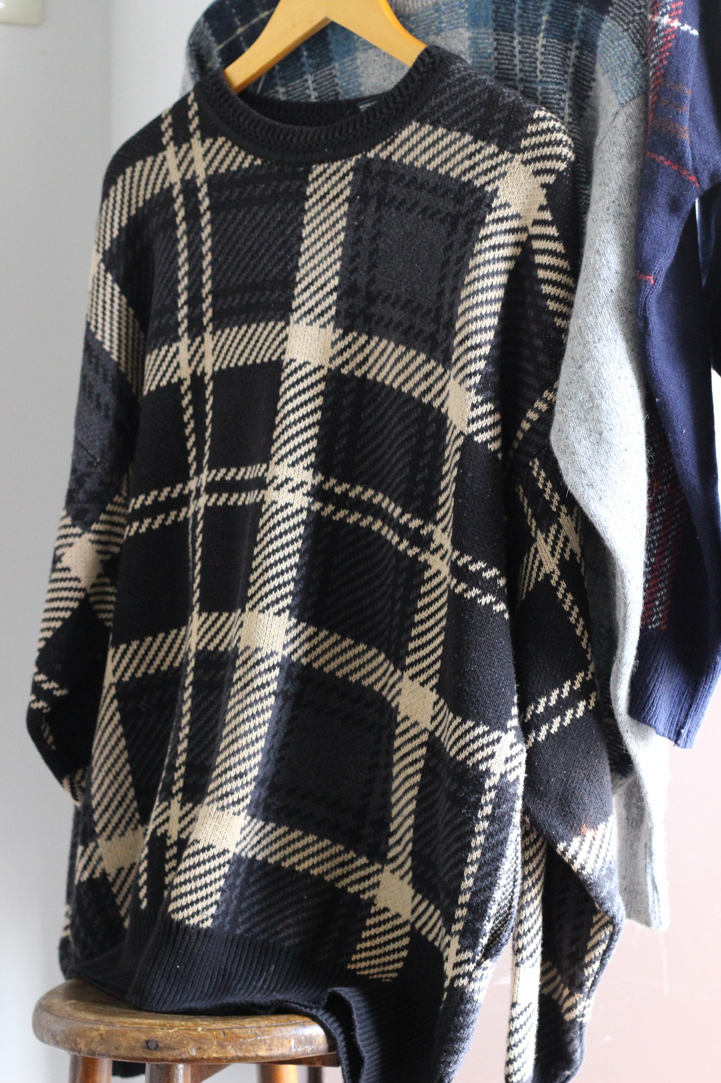 Men's Square Check Design Knit x3点