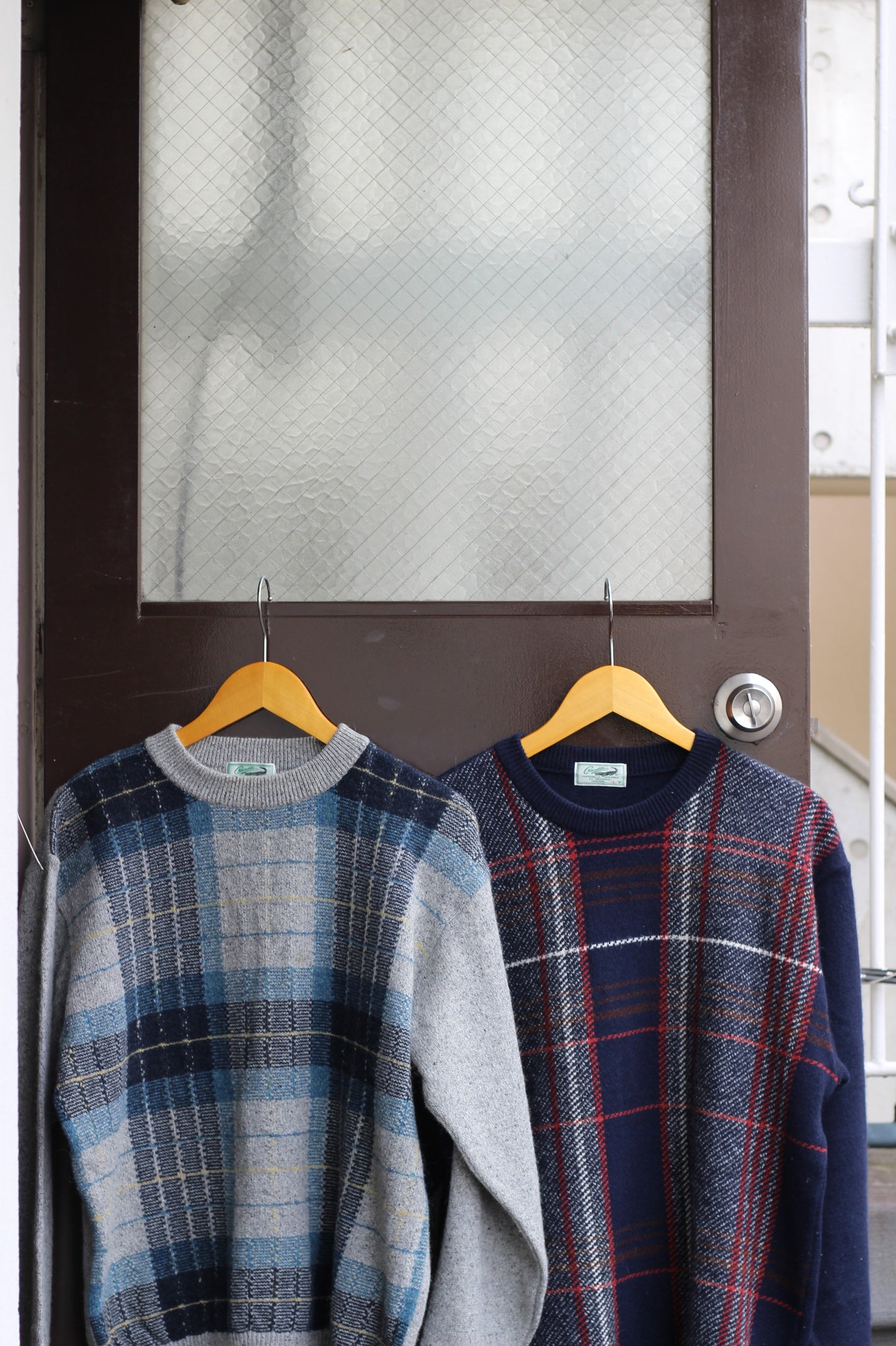 Men's Square Check Design Knit x3点
