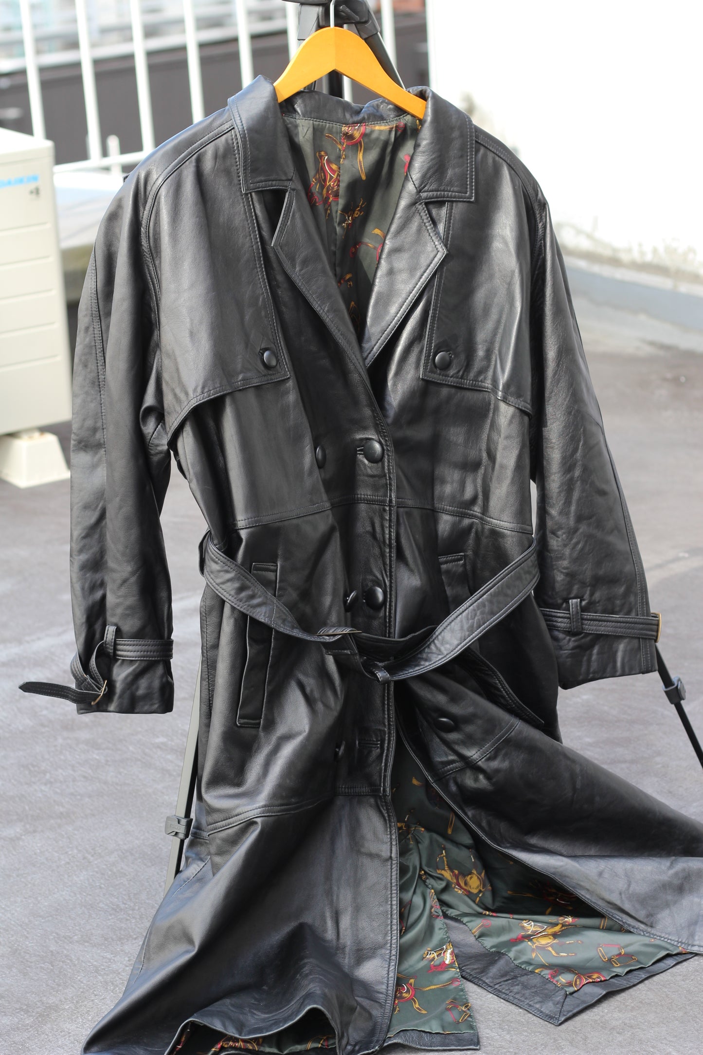 Women's Vintage Double-Breasted Leather Coat x4点