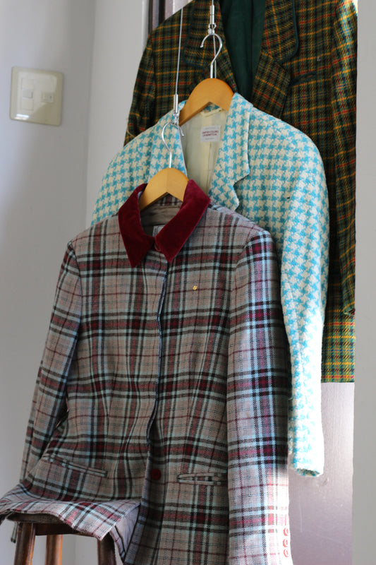 Women's Made In Italy Vintage Check Tailored Jacket x3点