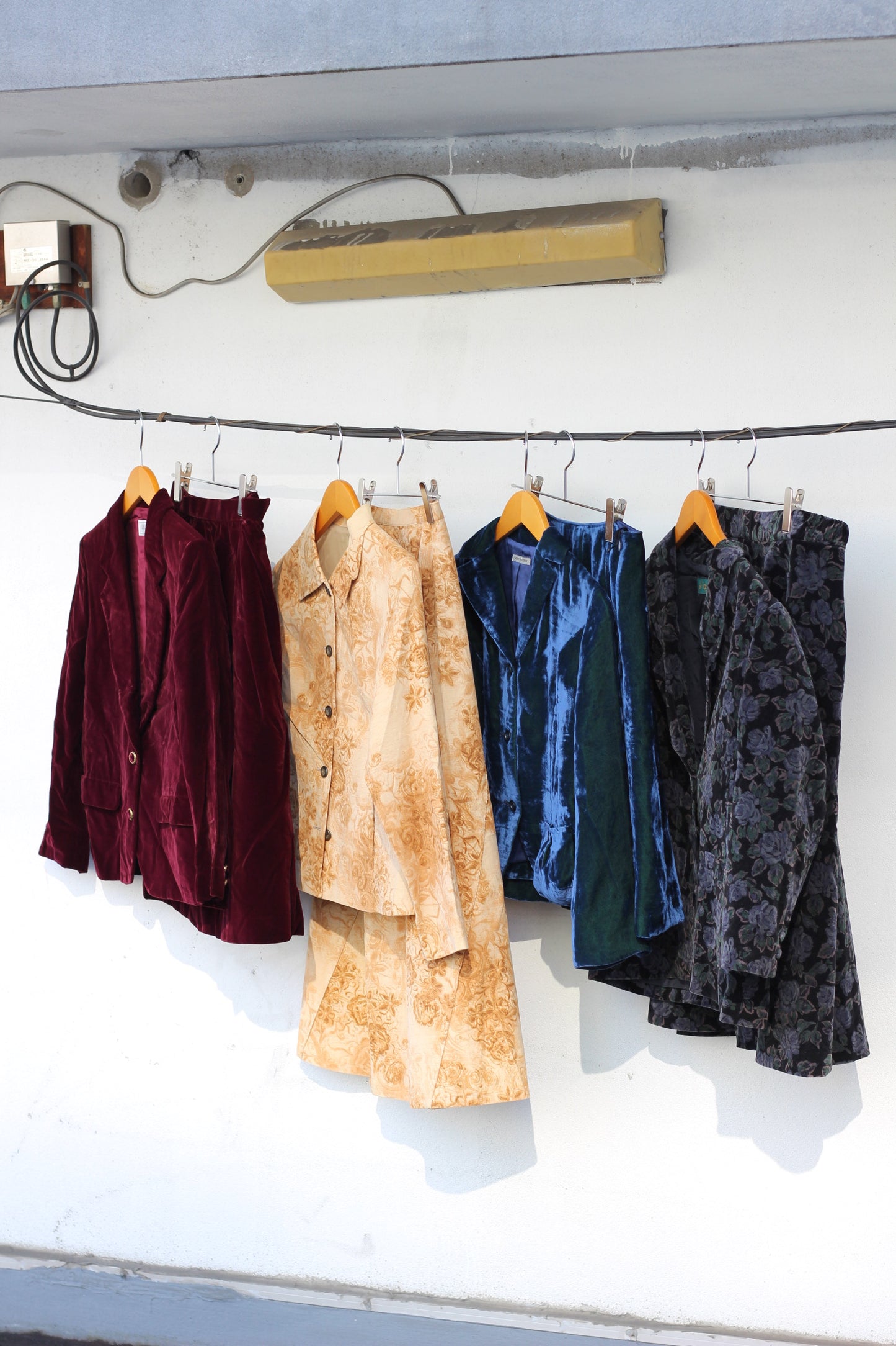 Vintage ladies velor suède corduroy set up x4点