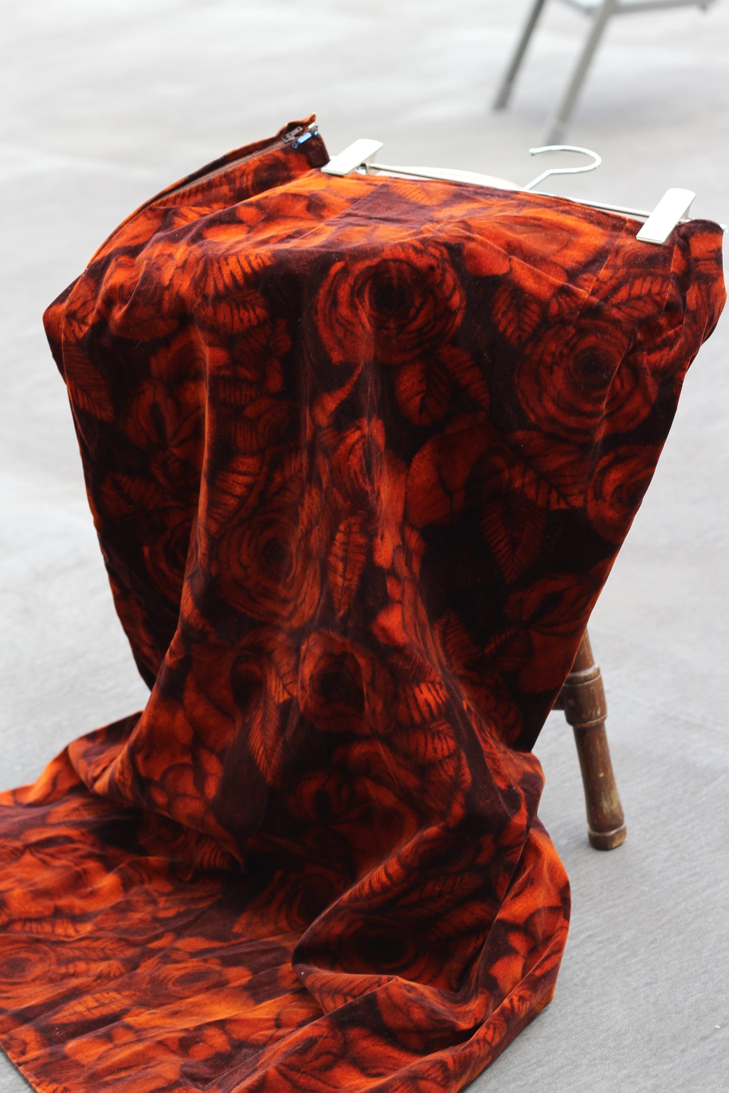 Vintage Velour Floral Design Long Skirt x2点