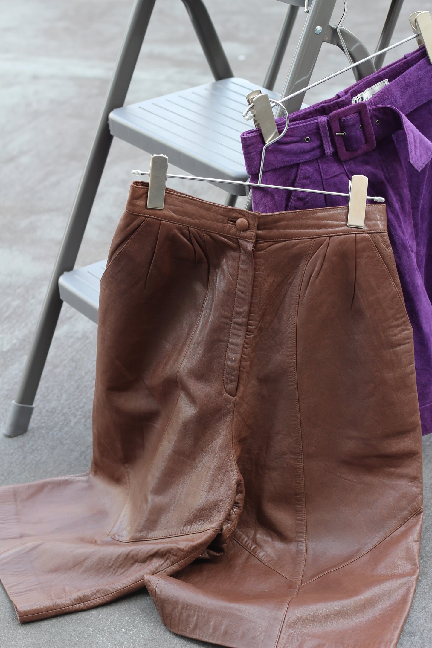 Y2K Style Vintage Leather Shorts x2点