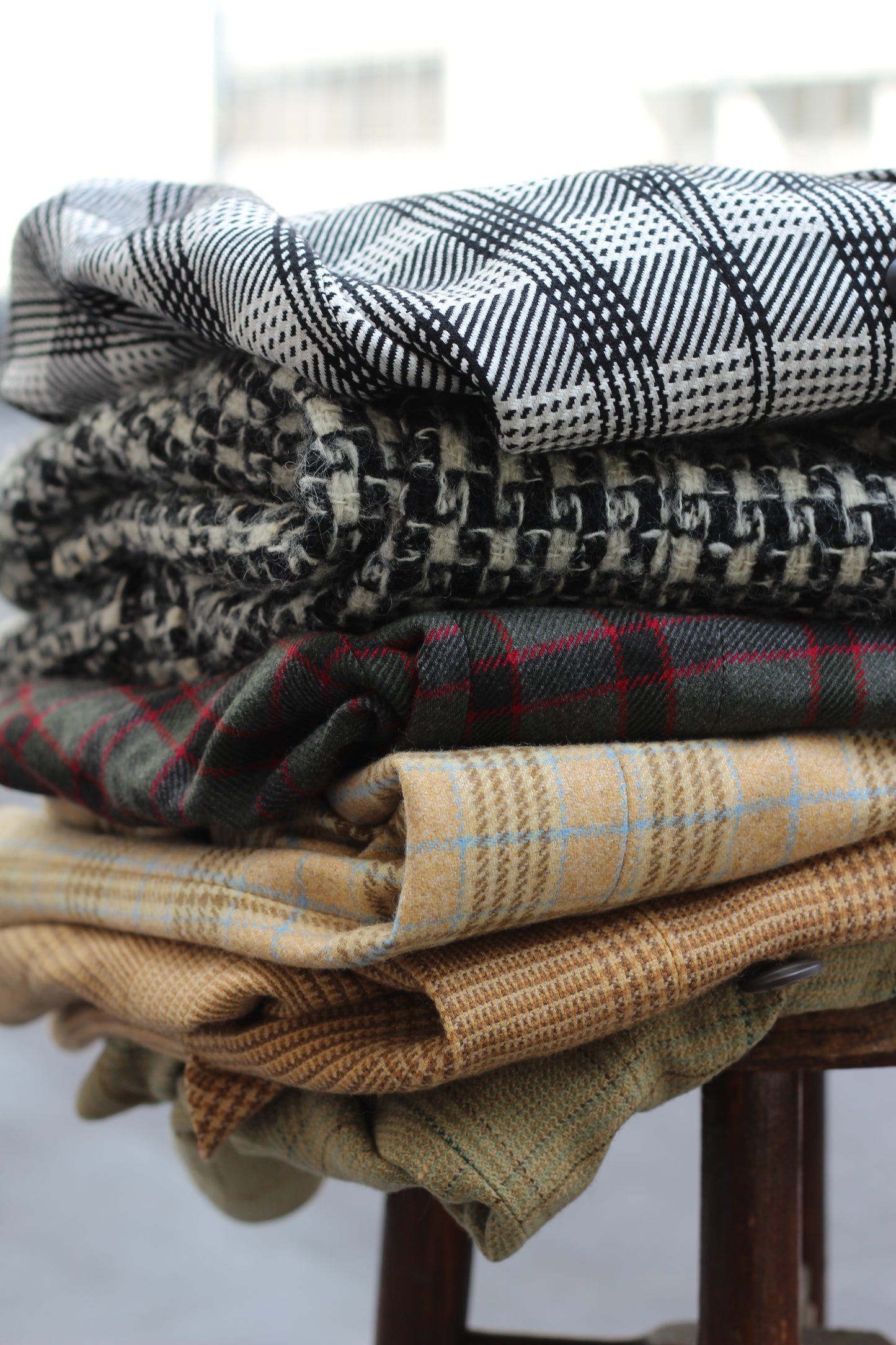 Women's Vintage Wool Check Tailored Jacket x6点