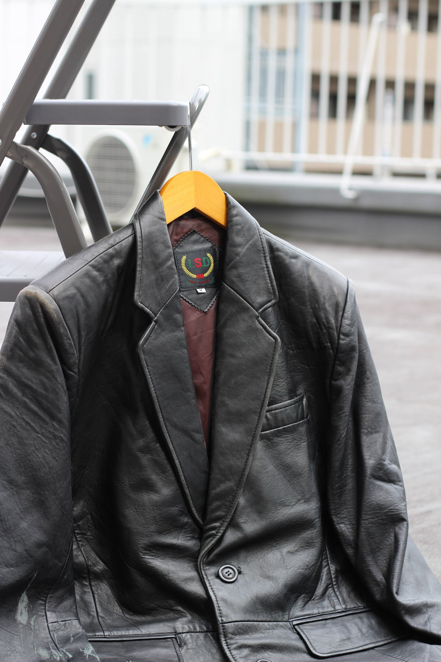 Men's Black Leather Tailored Jacket x4点
