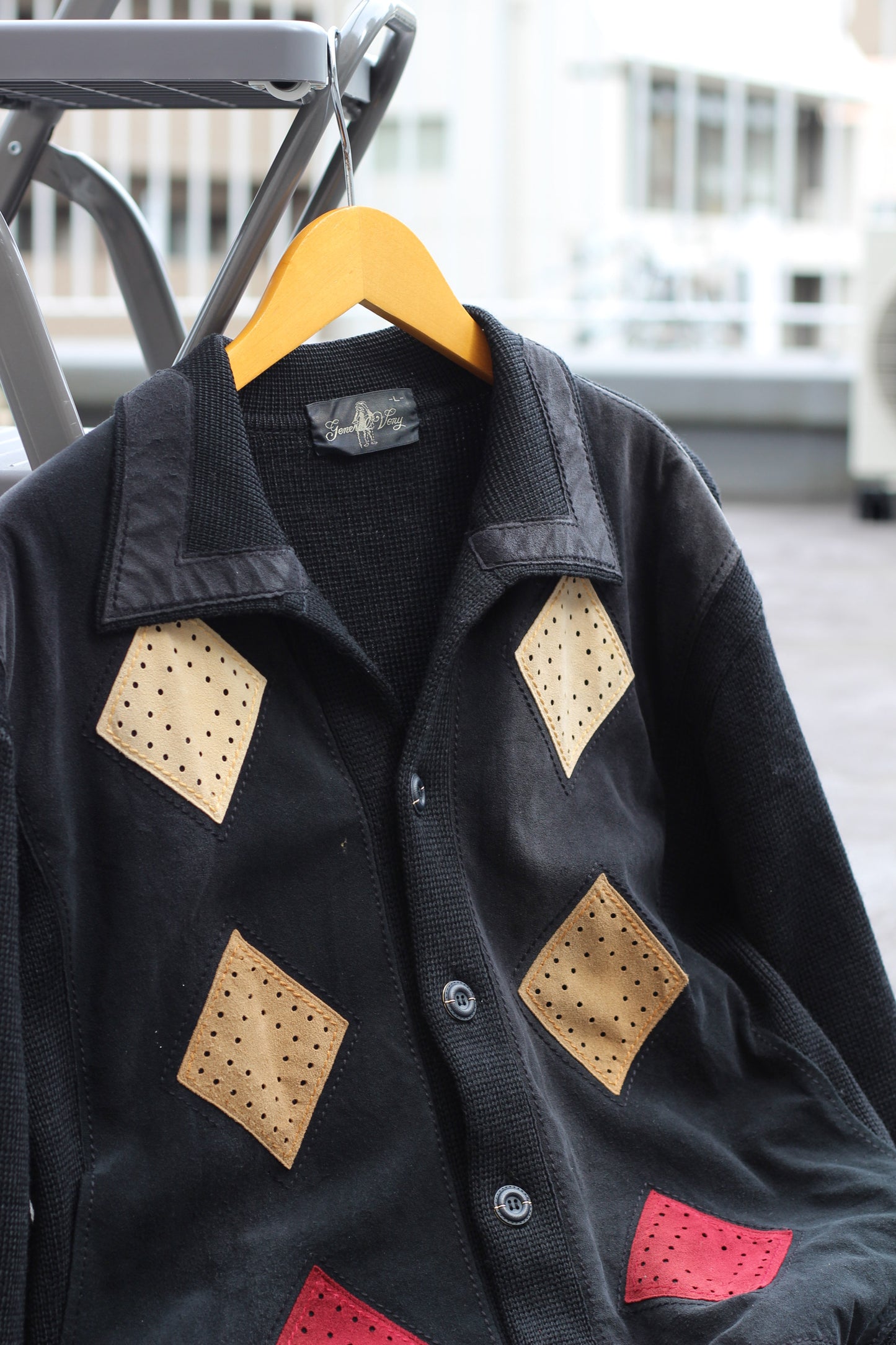 Men's Vintage Suede Leather Design Knit x2点