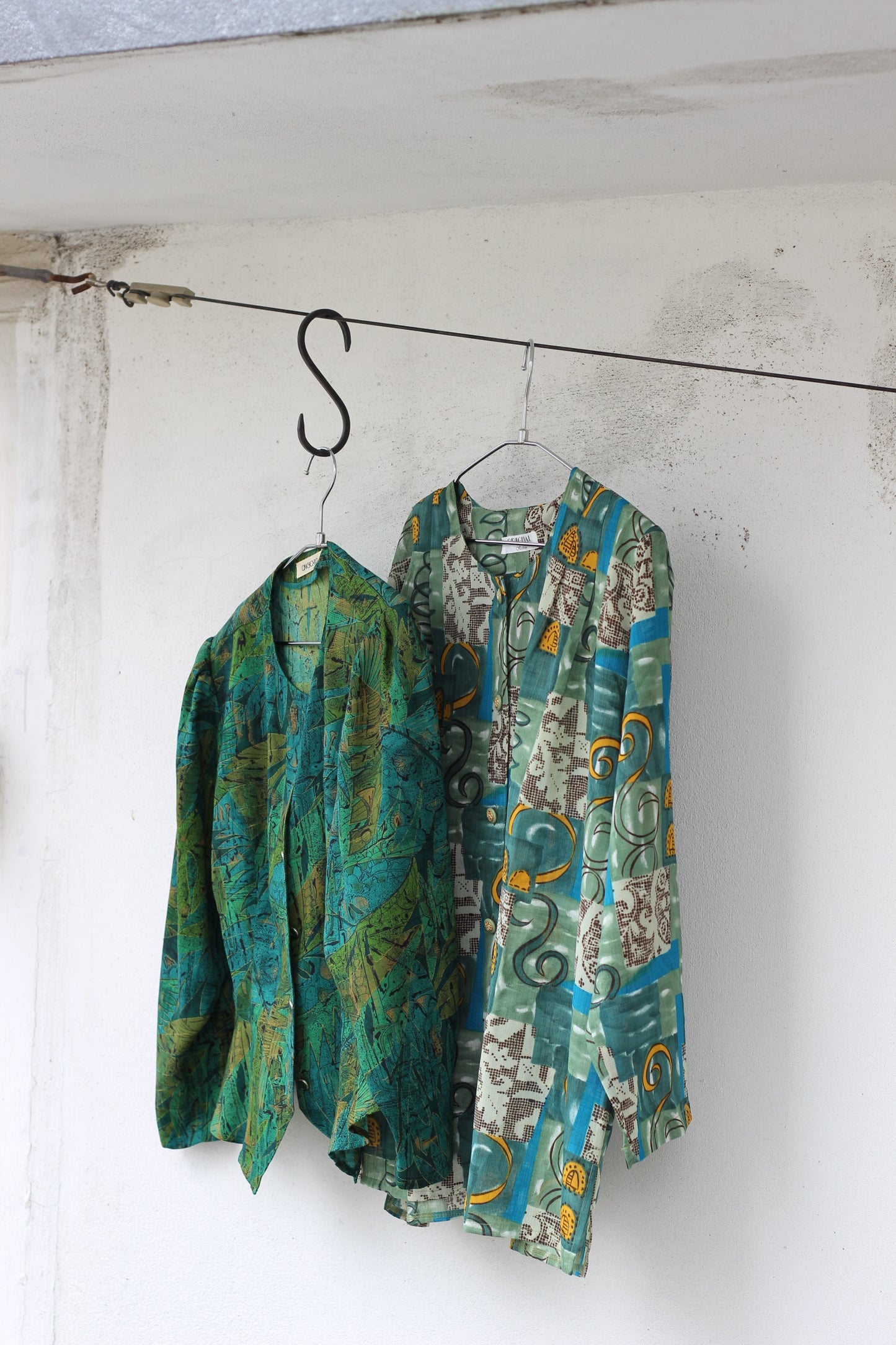 Vintage Green Design Long Sleeve Blouse x7点