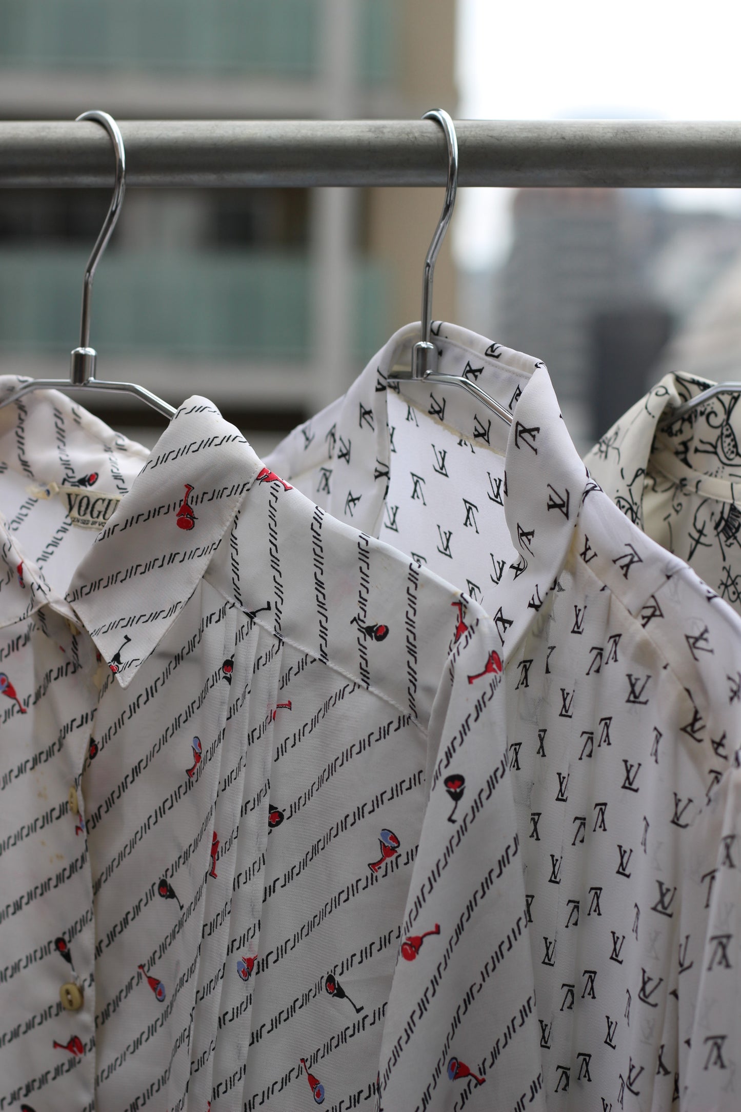 Vintage White Black Design Long Sleeve Blouse x8点