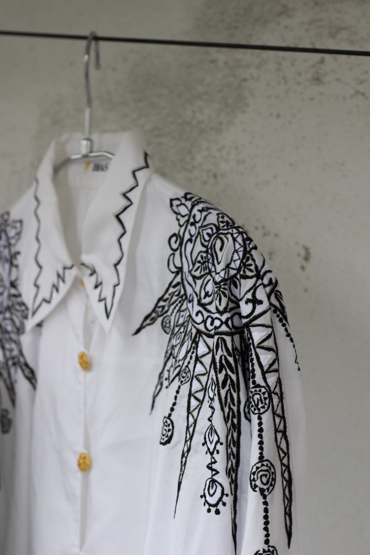 Vintage White Black Design Long Sleeve Blouse x8点