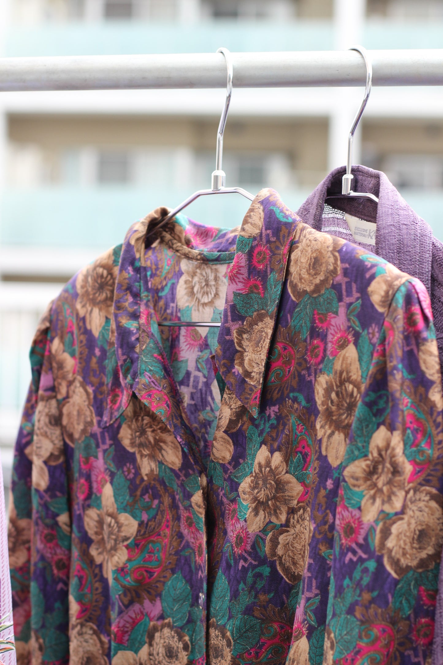 Vintage Purple Design Long Sleeve Blouse x7点