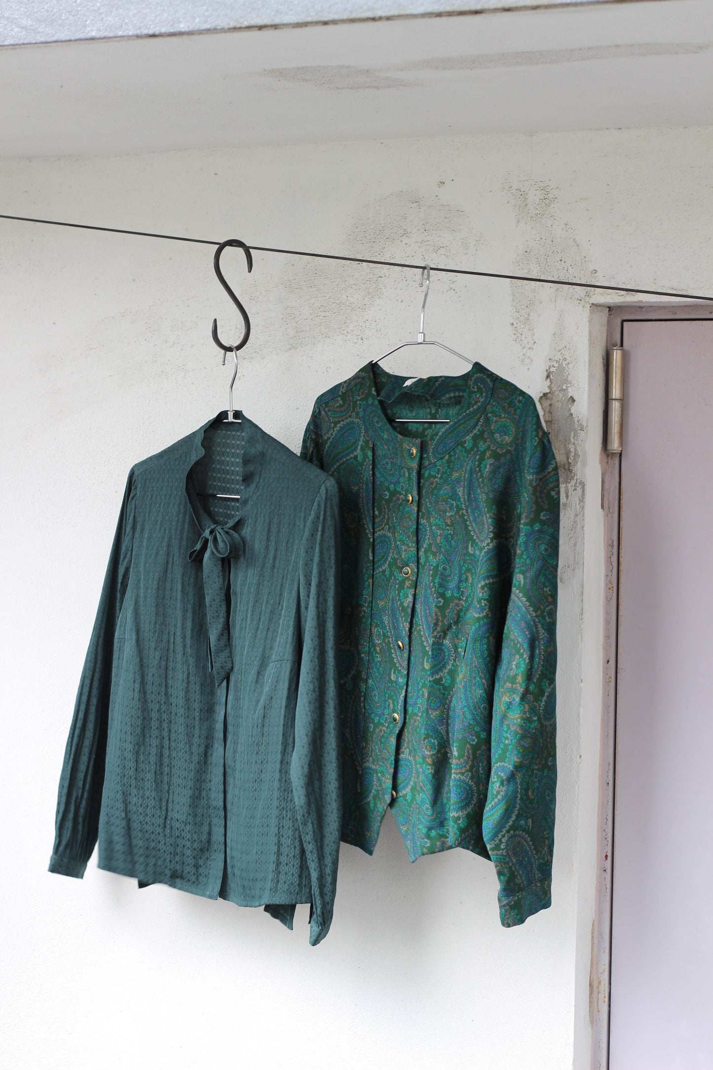 Vintage Khaki Green Design Long Sleeve Blouse x7点