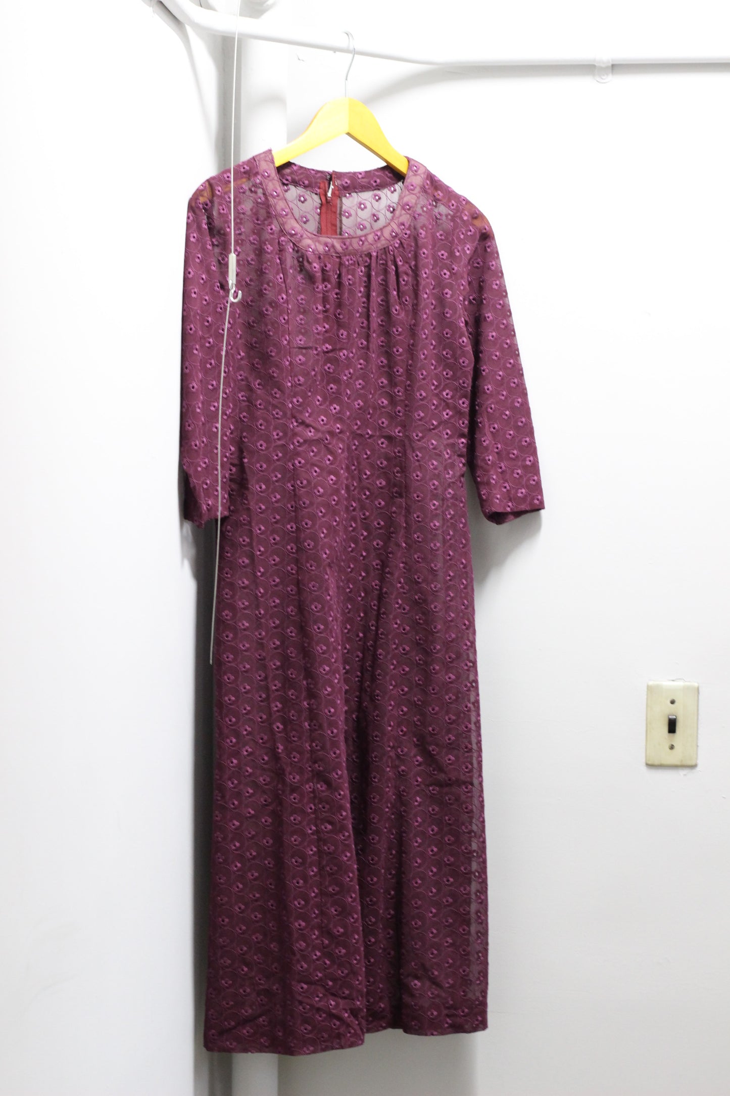 Vintage Jacquard & Lace Long Sleeve One-Piece x2点