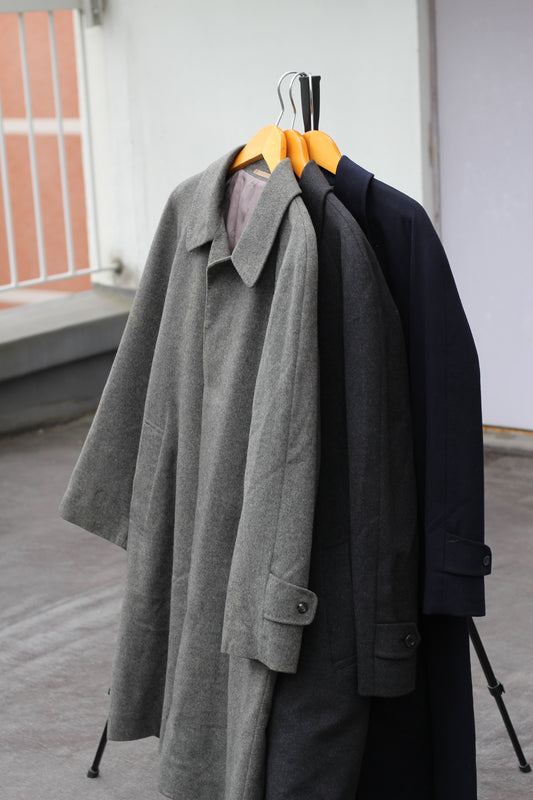 Men's 100% Cashmere Gray & Navy Coat x3点