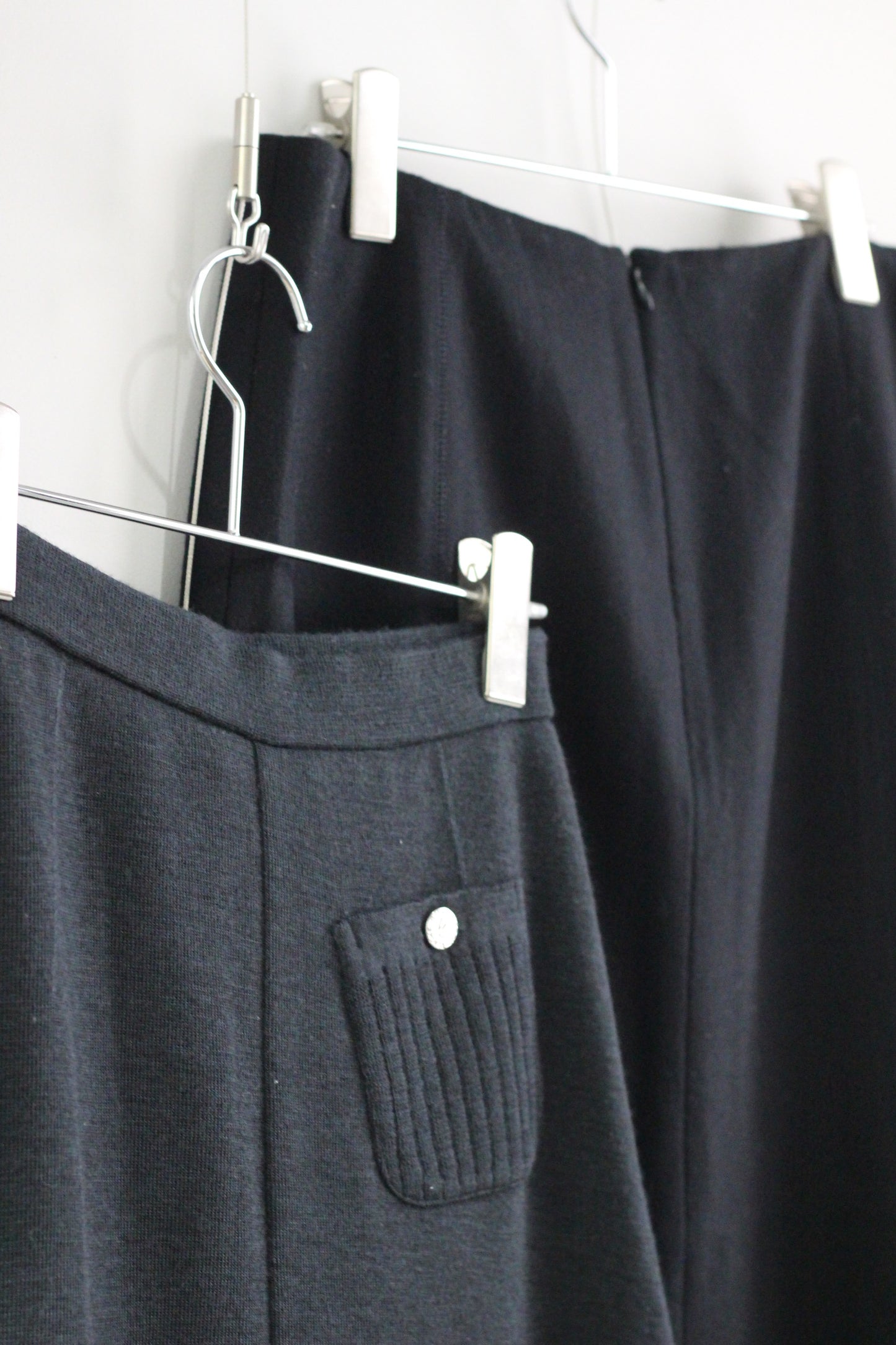 Vintage Black Wool Long Tight Skirt x2点